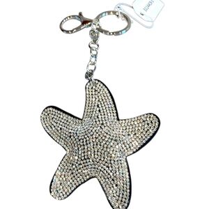 Rhinestone Starfish Bag Charm Keychain